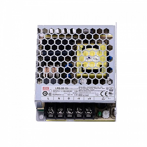 LRS-50-15 MEANWELL 51W 15VDC 3.4A 115/230VAC 密閉型スイッチング電源