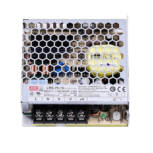 LRS-75-15 MEANWELL 75W 15VDC 5A 115/230VAC 密閉型スイッチング電源