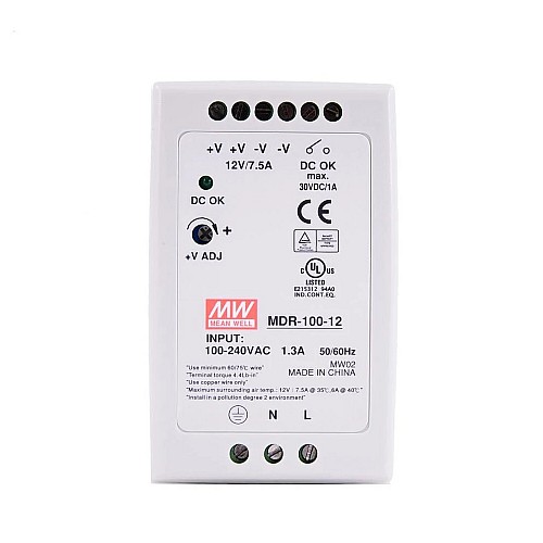 MDR-100-12 MEANWELL 100W 12VDC 7.5A 115/230VAC DINレール電源 MDR-100-12 MEANWELL 100W 12VDC 7.5A 115/230VAC DINレール電源