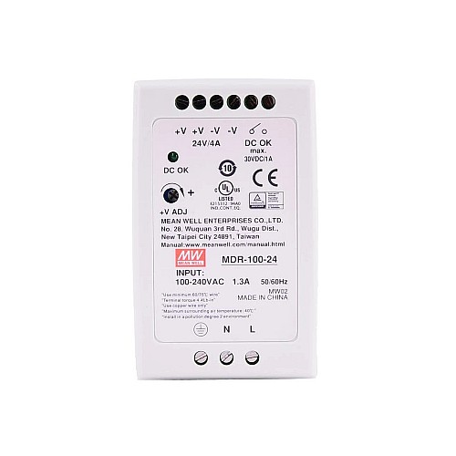 MDR-100-24 MEANWELL 100W 24VDC 4A 115/230VAC DINレール電源 MDR-100-24 MEANWELL 100W 24VDC 4A 115/230VAC DINレール電源
