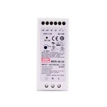 MDR-40-24 MEANWELL 40W 24VDC 1.7A 115/230VAC DINレール電源