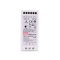 MDR-40-24 MEANWELL 40W 24VDC 1.7A 115/230VAC DINレール電源
