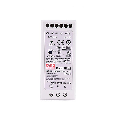MDR-40-24 MEANWELL 40W 24VDC 1.7A 115/230VAC DINレール電源 MDR-40-24 MEANWELL 40W 24VDC 1.7A 115/230VAC DINレール電源