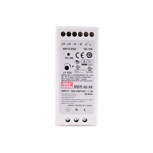 MDR-40-48 MEANWELL 39.8W 48VDC 0.83A 115/230VAC 単一出力産業用 DIN レール電源