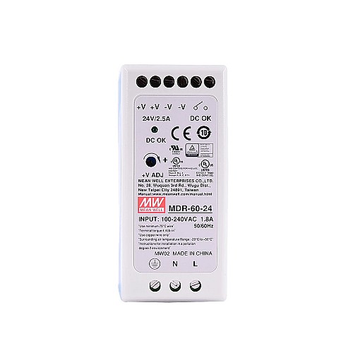 MDR-60-24 MEANWELL 60W 24VDC 2.5A 115/230VAC DINレール電源 MDR-60-24 MEANWELL 60W 24VDC 2.5A 115/230VAC DINレール電源
