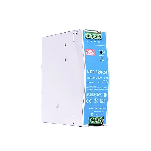 NDR-120-24 MEANWELL 120W 24VDC 5A 115/230VAC DINレール電源