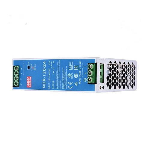 NDR-120-24 MEANWELL 120W 24VDC 5A 115/230VAC DINレール電源