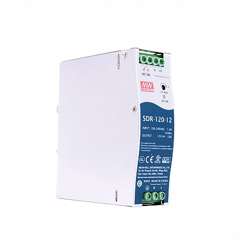 SDR-120-12 MEANWELL 120W 12VDC 10A 115/230VAC シングル出力 PFC 機能付き産業用 DIN レール