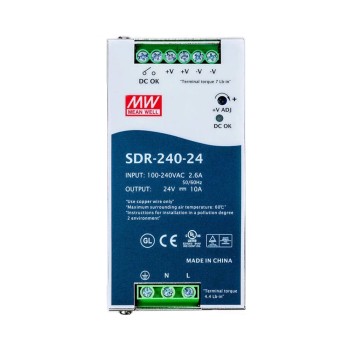 SDR-240-24 MEANWELL 240W 24VDC 10A 115/230VAC PFC 機能付き DIN レール電源