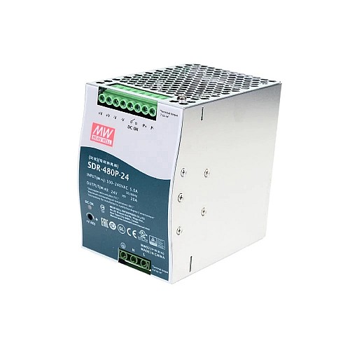 SDR-480P-24 MEANWELL 480W 24VDC 20A 115/230VAC 単一出力 PFC および並列機能を備えた産業用 DIN レール