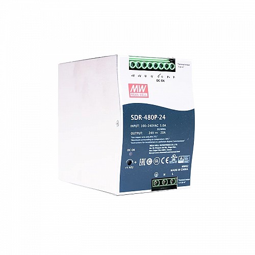 SDR-480P-24 MEANWELL 480W 24VDC 20A 115/230VAC 単一出力 PFC および並列機能を備えた産業用 DIN レール