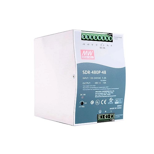 SDR-480P-48 MEANWELL 480W 48VDC 10A 115/230VAC シングル出力 PFC および並列機能を備えた産業用 DIN レール