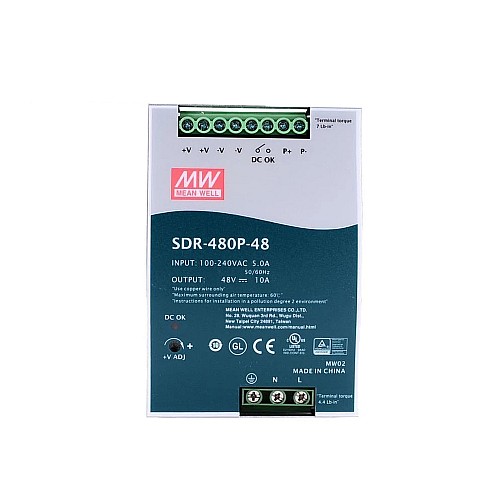 SDR-480P-48 MEANWELL 480W 48VDC 10A 115/230VAC シングル出力 PFC および並列機能を備えた産業用 DIN レール