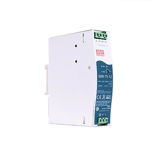 SDR-75-12 MEANWELL 75.6W 12VDC 6.3A 115/230VAC DINレール電源