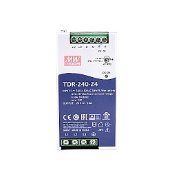 TDR-240-24 MEANWELL 240W 24VDC 10A 400/500VAC スリムな三相産業用 DIN レール、PFC 機能付き