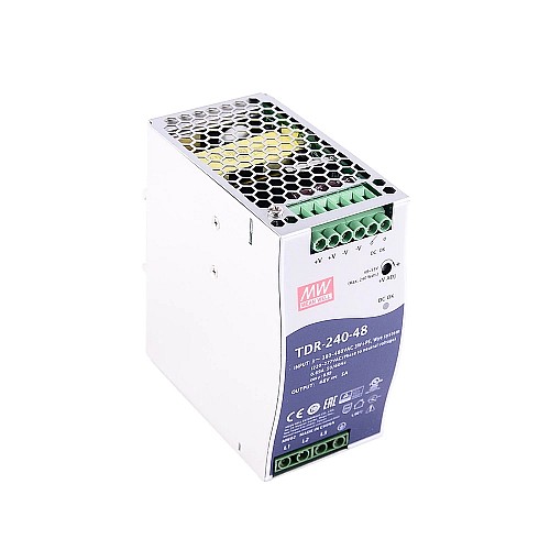 TDR-240-48 MEANWELL 240W 48VDC 5A 400/500VAC スリムな三相産業用 DIN レール、PFC 機能付き