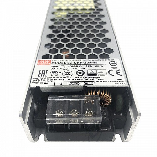UHP-200-55 MEANWELL 201.6W 55VDC 3.6A 115/230VAC スリムタイプ PFCスイッチング電源搭載
