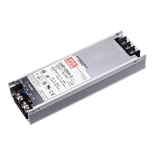 UHP-200A-5 MEANWELL 200W 5VDC 40A 115/230VAC スリムタイプ PFCスイッチング電源搭載