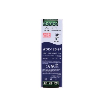 WDR-120-24 MEANWELL 120W 24VDC 5A 180~550VAC DINレール電源