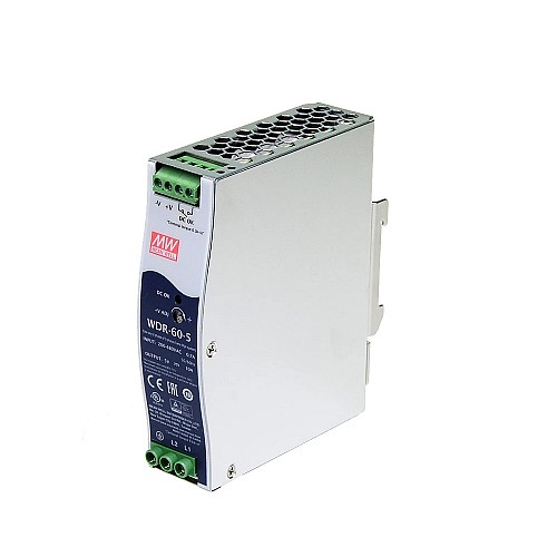 WDR-60-5 MEANWELL 50W 5VDC 10A 230/400VAC 超ワイド入力産業用 DIN レール電源