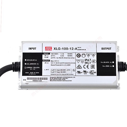 XLG-100-12-A MEANWELL 96W 12VDC 8A 115/230VAC 定電力モード LED ドライバ