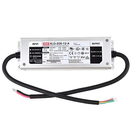XLG-200-12-A MEANWELL 192W 12VDC 16A 115/230VAC 定電力モード LED ドライバ