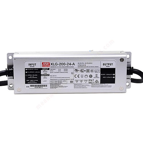 XLG-200-24-A MEANWELL 199.2W 24VDC 8.3A 115/230VAC 定電力モード LED ドライバ