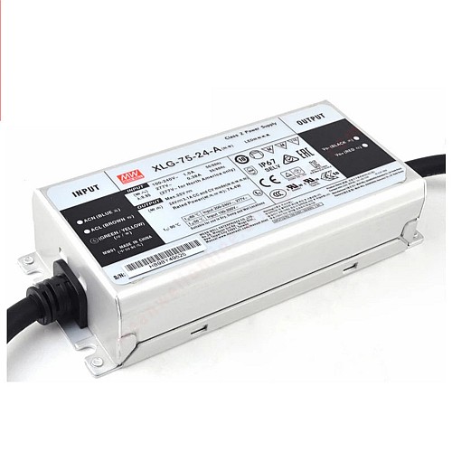 XLG-75-24-A MEANWELL 74.4W 24VDC 3.1A 115/230VAC 定電力モード LED ドライバ