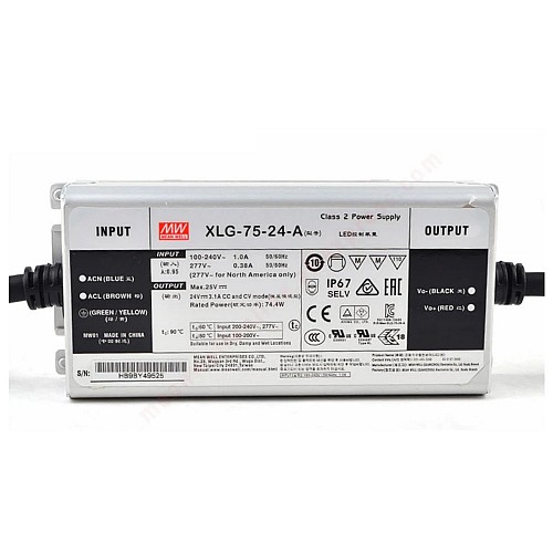 XLG-75-24-A MEANWELL 74.4W 24VDC 3.1A 115/230VAC 定電力モード LED ドライバ