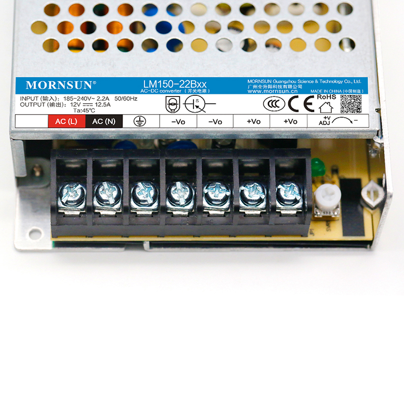 150W 24V 6.5A 165-264VAC/180-370VDC スイッチング電源