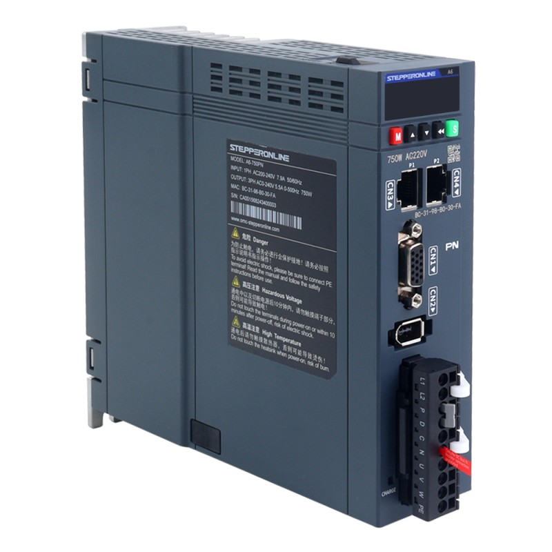 A6 シリーズ 750W PROFINET AC サーボ モーター キット 3000rpm 2.39Nm ブレーキ付き 17 ビット アブソリュート エンコーダー IP67 - A6-PN750H2B1-M17 | StepperOnline