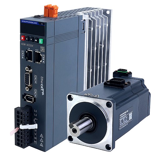 A6シリーズ 400W STO Safe Torque Off EtherCAT ACサーボモーターキット 3000rpm 1.27Nm ブレーキ付 17ビット絶対エンコーダー IP67 - A6-EC400H2B1-M17-STO | StepperOnline