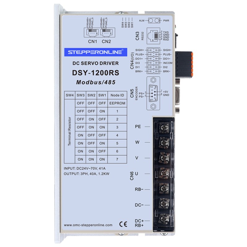 DSY シリーズ 1000W RS485 DC サーボ モーター 24-70VDC 3.20Nm 3000rpm 17 ビット インクリメンタル エンコーダー IP65 - DSY-RS1000L2A2-M17S | StepperOnline DSY シリーズ 1000W RS485 DC サーボ モーター 24-70VDC 3.20Nm 3000rpm 17 ビット インクリメンタル エンコーダー IP65 - DSY-RS1000L2A2-M17S | StepperOnline