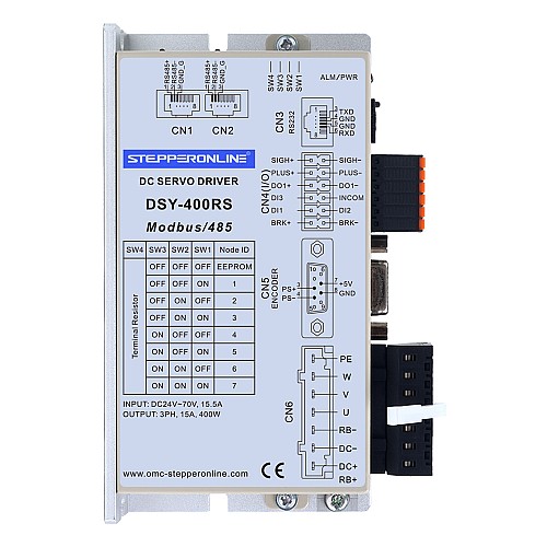 DSY シリーズ 400W RS485 DC サーボモーター 24-70VDC 1.27Nm ブレーキ付き 3000rpm 17 ビット インクリメンタル エンコーダー IP65 - DSY-RS400L2B2-M17S | StepperOnline