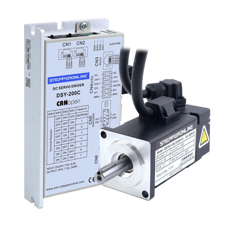 DSYシリーズ 100W CANopen DCサーボモーター 24-70VDC 0.318Nm 3000rpm 17ビットインクリメンタルエンコーダー IP65 - DSY-C100L2A2-M17S | StepperOnline DSYシリーズ 100W CANopen DCサーボモーター 24-70VDC 0.318Nm 3000rpm 17ビットインクリメンタルエンコーダー IP65 - DSY-C100L2A2-M17S | StepperOnline