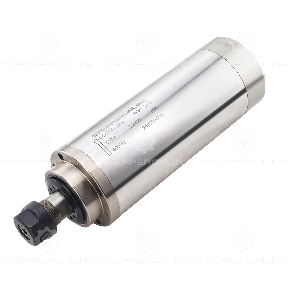 CNC スピンドル モーター水冷 110V 2.2KW 24000RPM 400Hz ER20 コレット -  GDZ80-2.2A|STEPPERONLINE 2.2kw スピンドル 水冷 CNC スピンドルモーター ER20 フライススピンドル AC220v 380v Φ80x215(2.