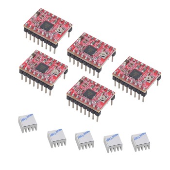 A4988 3DプリンターReprap用ヒートシンク付きステッピングモータードライバーモジュール（5個入り）