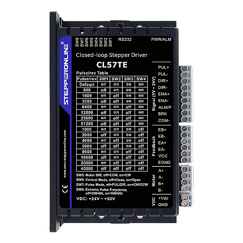 TEシリーズ クローズドループステッピングドライバー 0.5-7.0A 24-50VDC Nema 17、23、24ステッピングモーター用 - CL57TE | StepperOnline