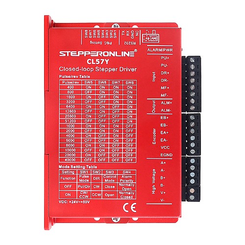 Yシリーズ V2.0 クローズドループ ステッピングモータードライバー 0-7.0A 24-50VDC Nema 17、23、24 ステッピングモーター用 - CL57Y-V20 | StepperOnline
