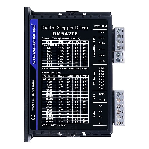TEシリーズ デジタルステッピングドライバー 1.0-4.2A 24-50VDC Nema 17、23モーター用 - DM542TE | StepperOnline