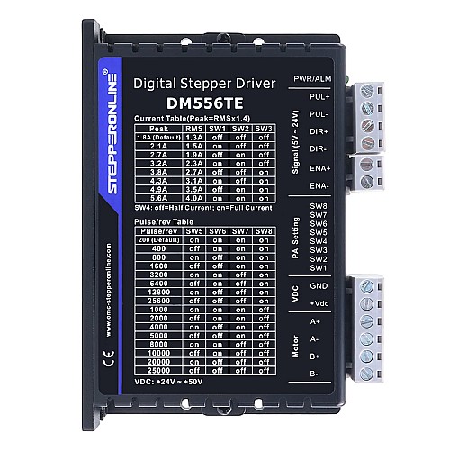 TEシリーズ デジタルステッピングドライバー 1.8-5.6A 24-50VDC Nema 23、24、34モーター用 - DM556TE | StepperOnline