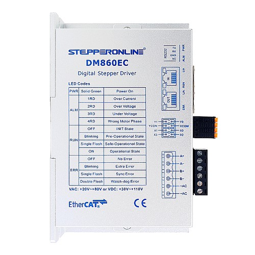 Yシリーズ EtherCAT デジタルステッピングモータードライバ 0-8.5A 20-80VAC/30-110VDC Nema 34 ステッピングモーター用 - DM860EC | StepperOnline