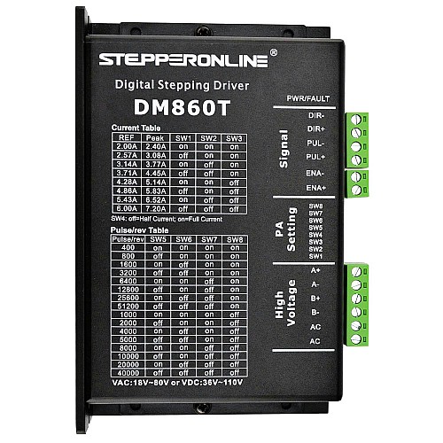 Nema 34 モーター用デジタル ステッパー ドライバー 2.4-7.2A 18-80VAC または 24-110VDC - DM860T | StepperOnline Nema 34 モーター用デジタル ステッパー ドライバー 2.4-7.2A 18-80VAC または 24-110VDC - DM860T | StepperOnline
