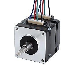Nema 16 組み立て済みモーター、中空 & 中実シャフト バイポーラ 1.8deg 8Ncm(11.33oz.in) 0.3A 39x39x40mm 4 ワイヤ