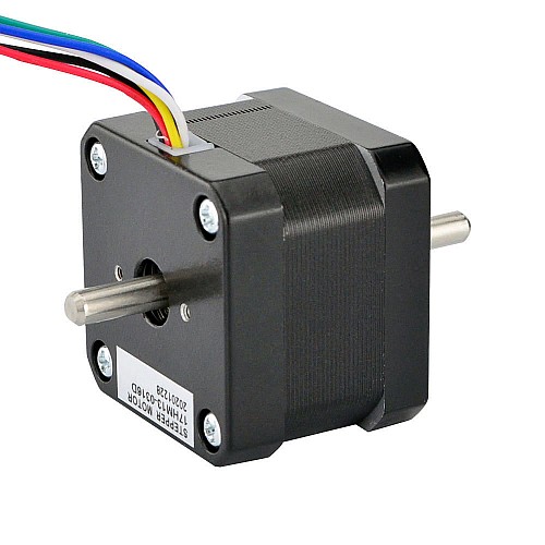 デュアル シャフト Nema 17 ユニポーラ 0.9deg 16Ncm(22.66oz.in) 0.3A 42x34mm 6 ワイヤ