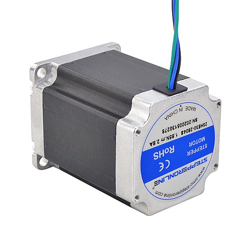 E シリーズ Nema 23 バイポーラ 1.8deg 1.85Nm(261.98oz.in) 2.8A 57x57x76mm 4 ワイヤー
