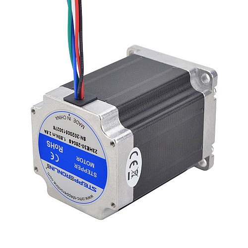 E シリーズ Nema 23 バイポーラ 1.8deg 1.85Nm(261.98oz.in) 2.8A 57x57x76mm 4 ワイヤー