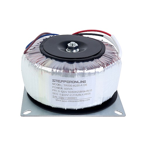500VA 単相トロイダルトランス 120VAC ～ 220VAC 2.27A 50/60Hz - TR500-A220-A120 | StepperOnline