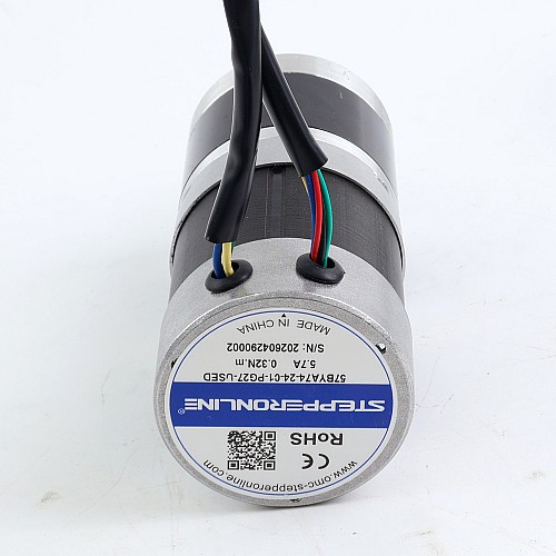 中古品 - 中国在庫 - 24V 101W 丸型ギヤード BLDC モーター 6.90Nm(977.12oz.in) 27:1 丸型遊星ギアボックス - 57BYA74-24-01-PG27-USED | StepperOnline