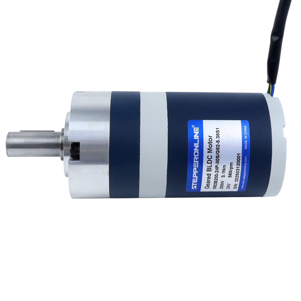 24V 200W 560RPM ギア付きブラシレスDCモーター 3.10Nm(439.00oz.in